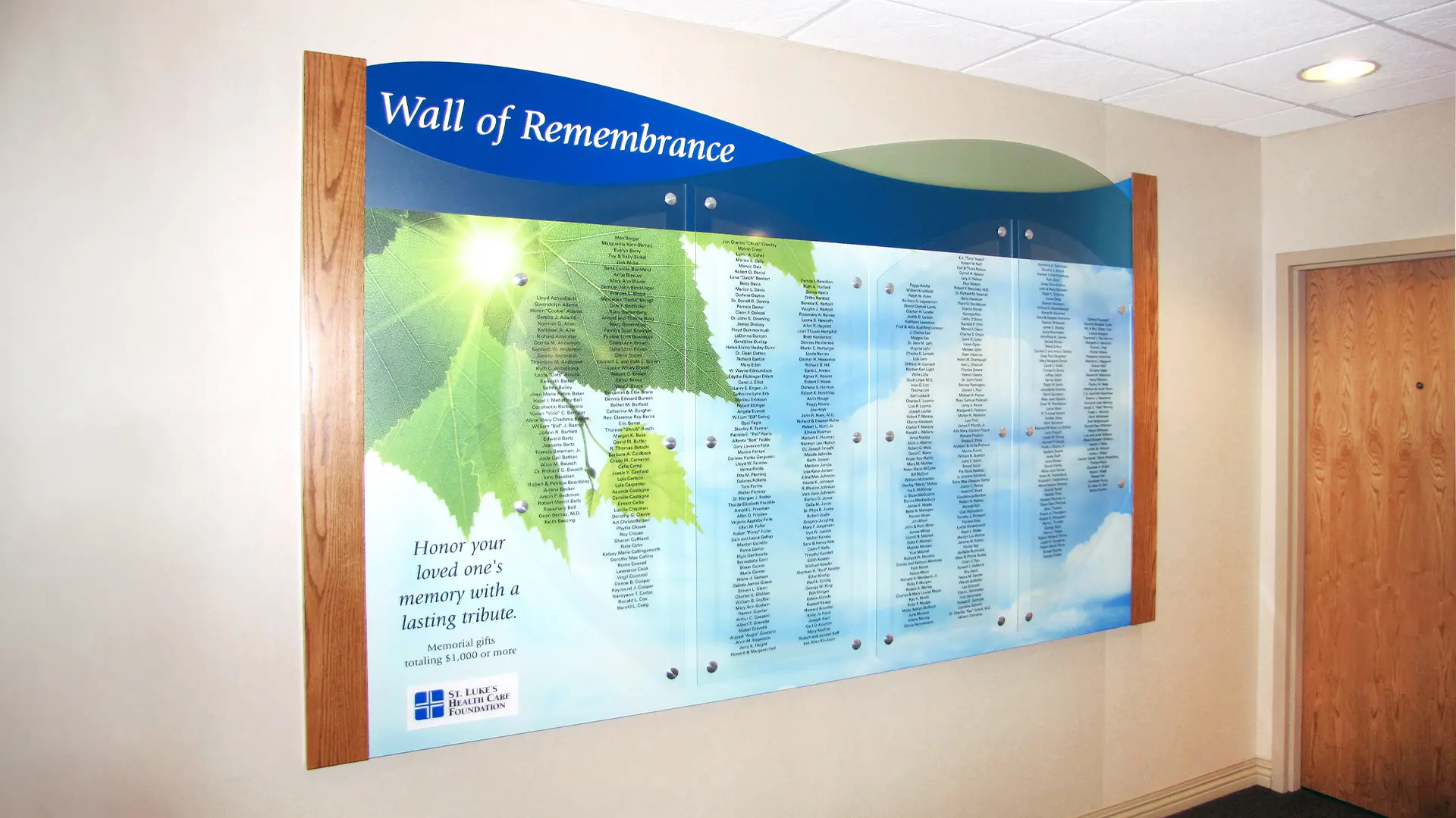 Hospital Memorial Donor Wall Remembers Lost Loved Ones