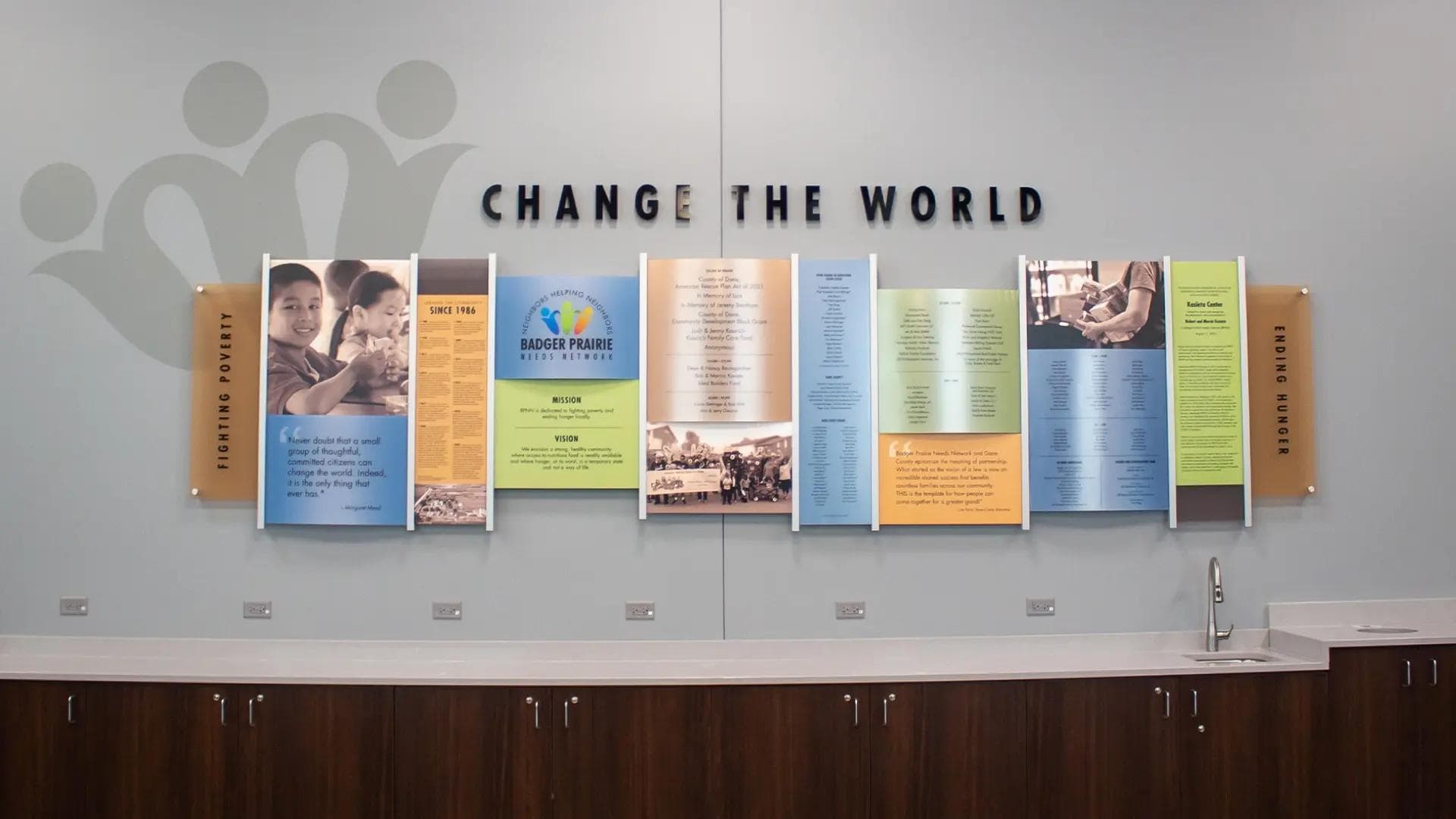 Badger Prairie rail wall donor recognition wall recognition, dimensional, updateable, rail wall, vibrant