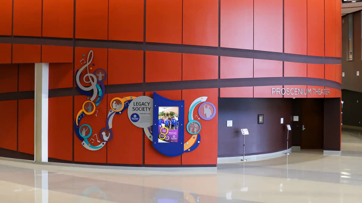 Prince George Community College digital wall donor recognition wall interactive, dimensional, layered