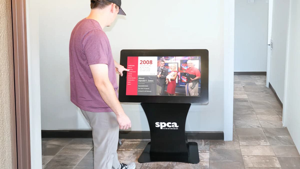 SPCA Cincinnati digital wall donor recognition wall interactive, touchscreen, kiosk