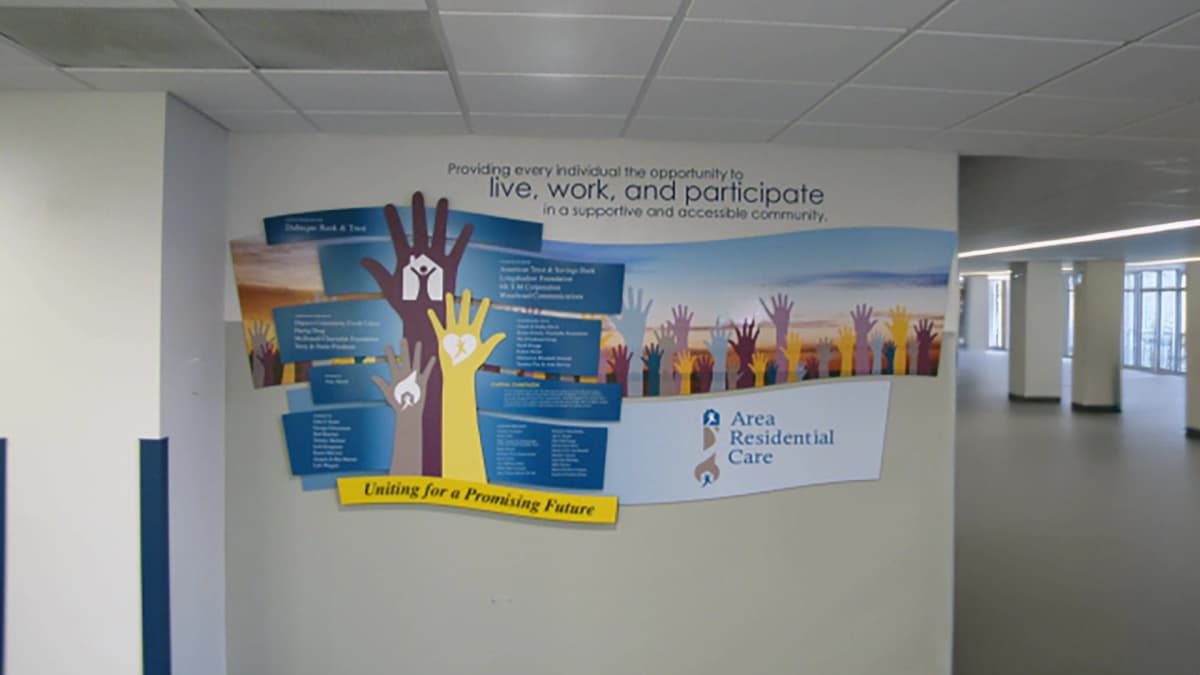 Area Residential Care panel wall donor recognition wall recognition, layered