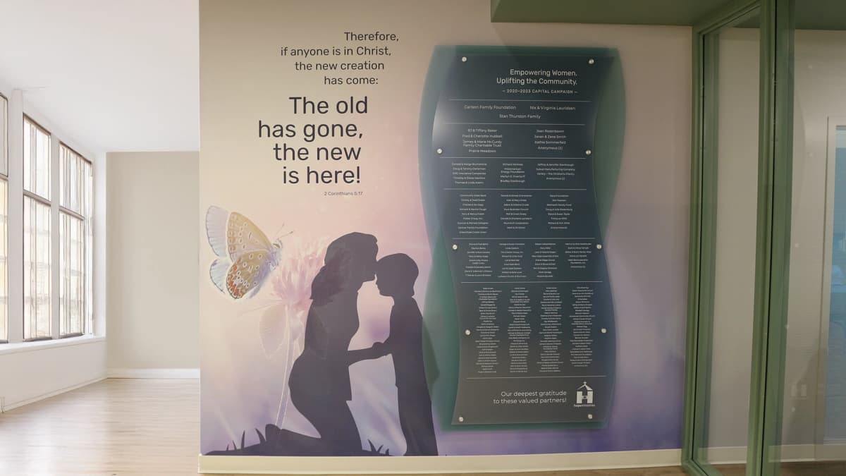 Hope Ministries panel wall donor recognition wall acrylic, recognition