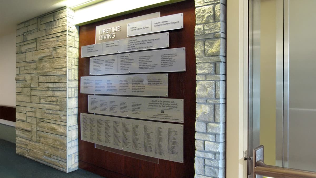 JRMC panel wall donor recognition wall