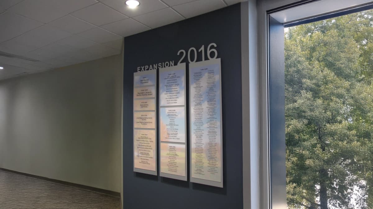 JRMC panel wall donor recognition wall