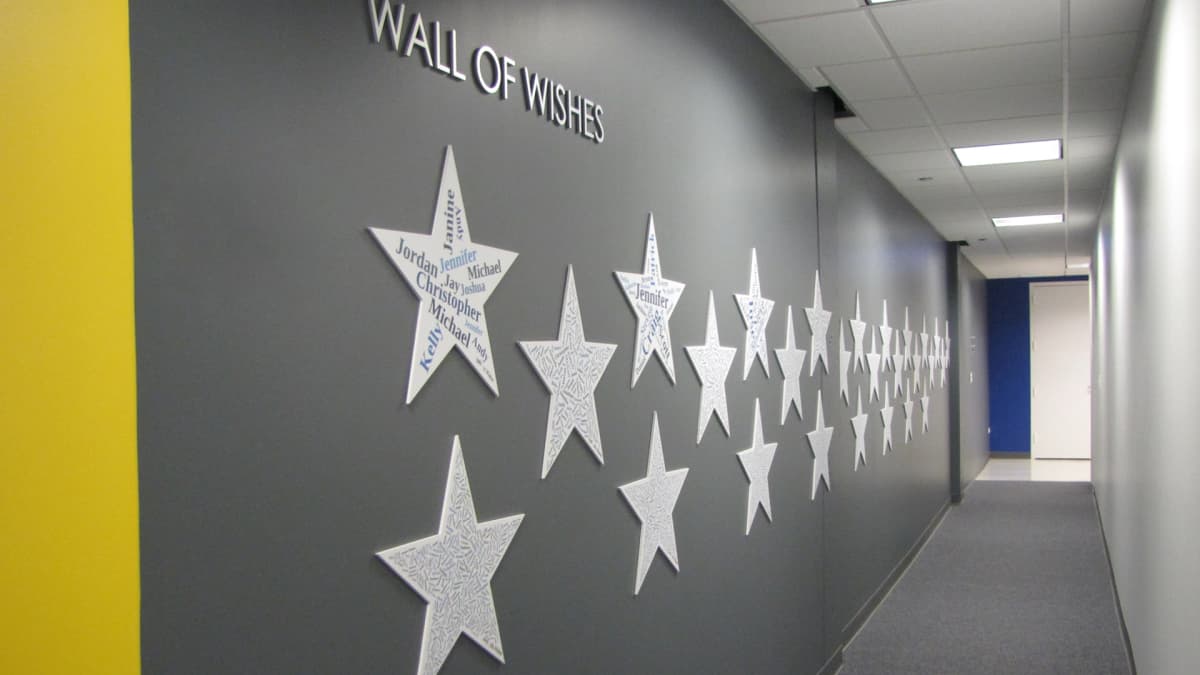 Make-A-Wish panel wall donor recognition wall