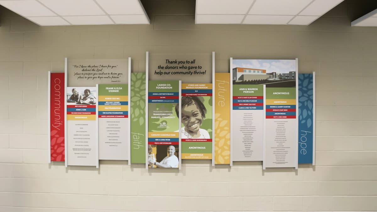 Milwaukee Rescue Mission rail wall donor recognition wall recognition