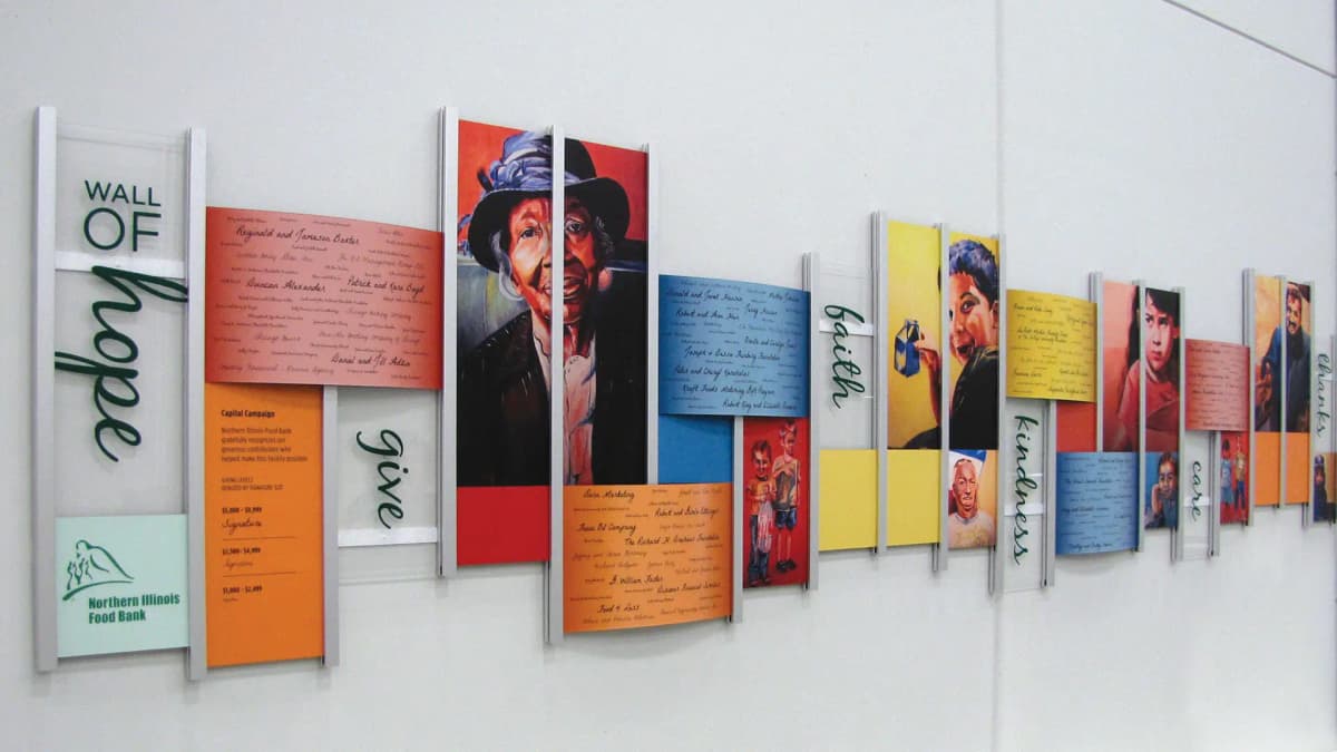 Northern Illinois Updatable Rail Wall featured donor recognition wall acrylic, recognition