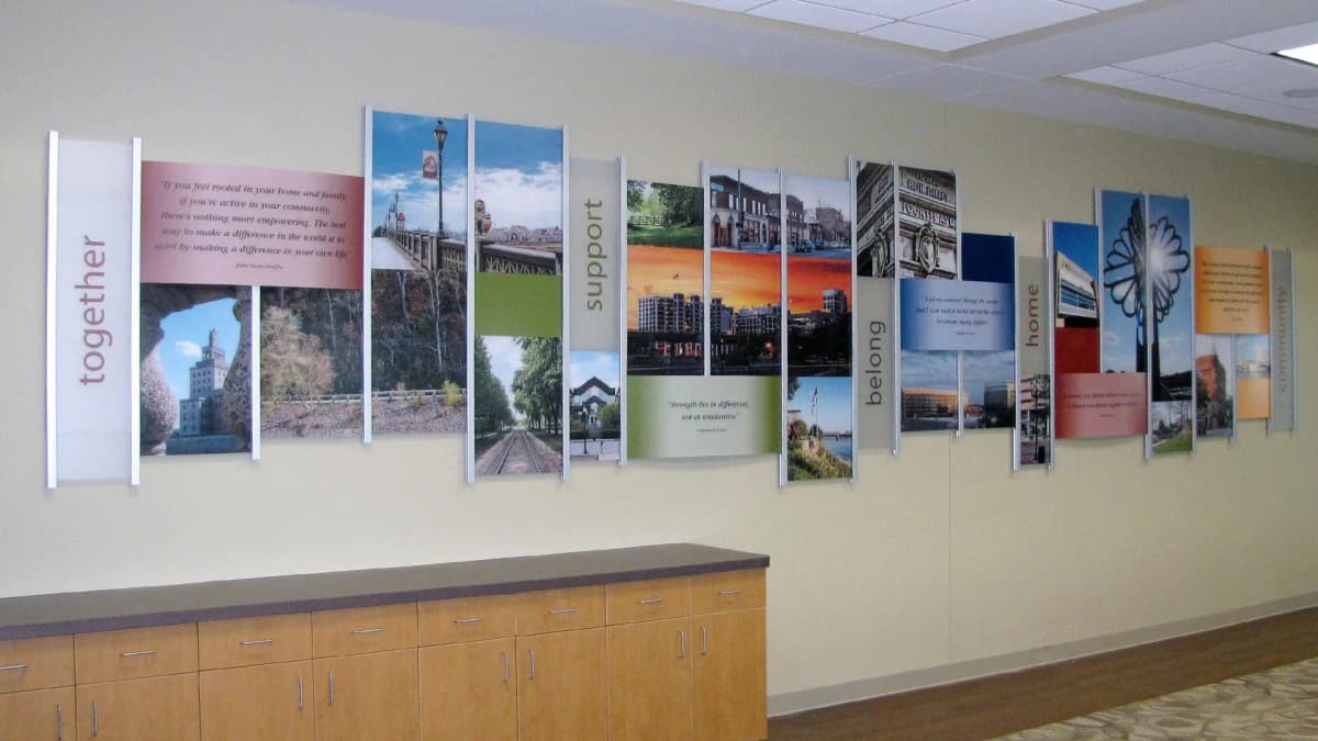 PCI Community rail wall donor recognition wall layered, modular