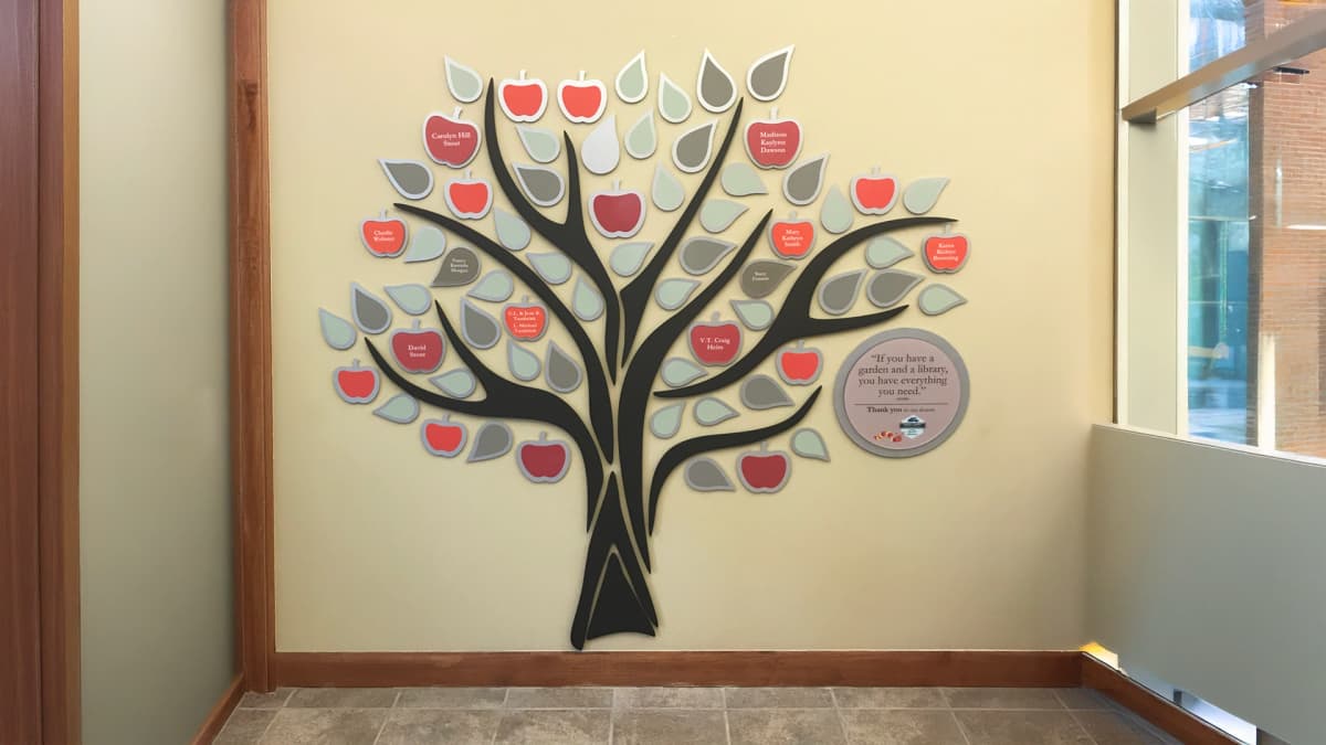 Carroll County Library tile wall donor recognition wall recognition, engraved