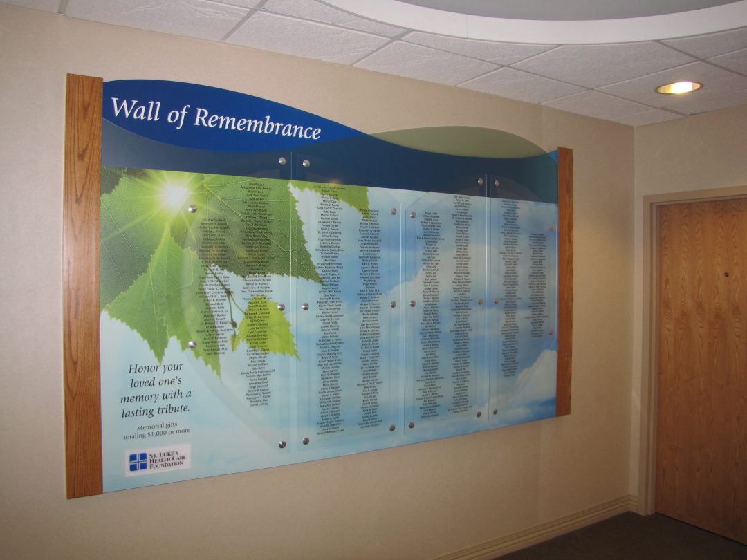Wall of Remembrance Memorial Wall at Hospital in Iowa - Presentation Inc.