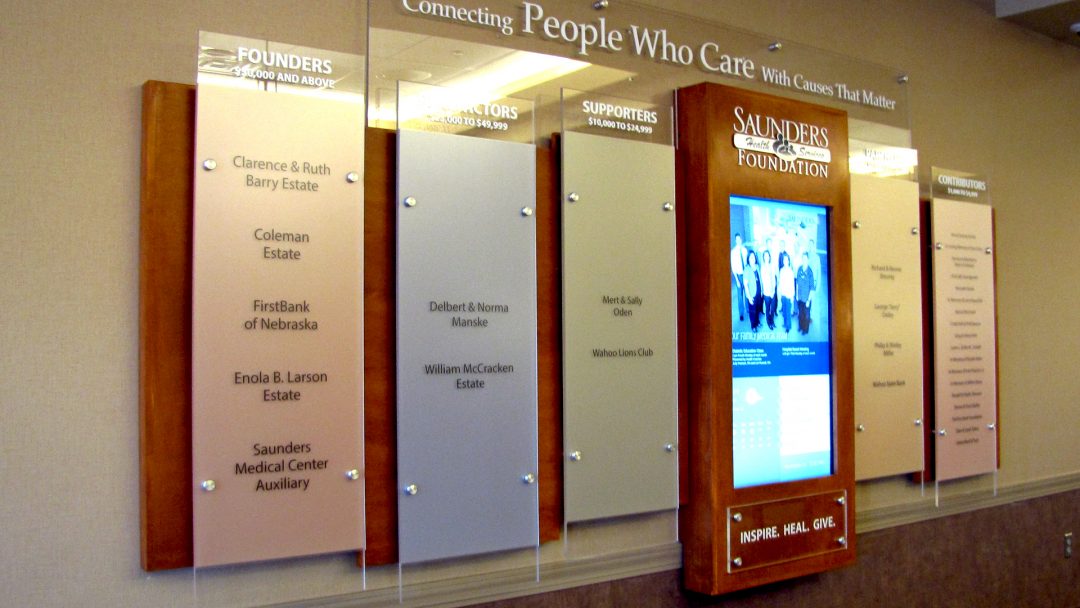 Digital Donor Wall with Physical Display for High Donations - Wahoo, Nebraska - Presentation Inc.
