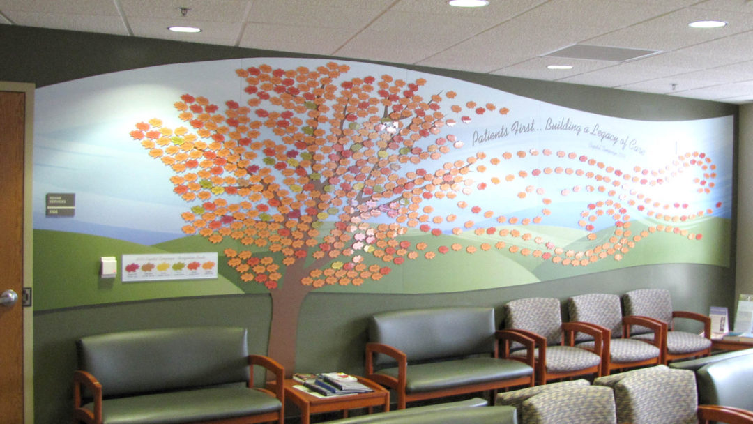 Hospital leaf donor display